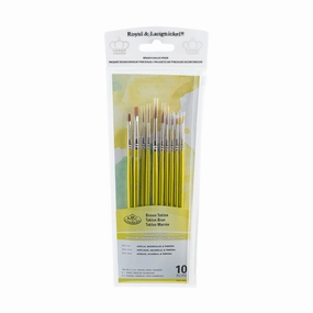 10-Pack Brown Taklon Brushes - Round/Shader loose