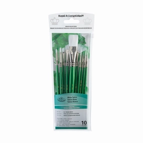 10-Pack White Taklon Brushes - Assorted top pack
