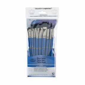 12-Pack Black Taklon Brushes - Bright/Round earthy special