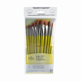 cotton eco 12-Pack Brown Taklon Brushes - Bright/Round