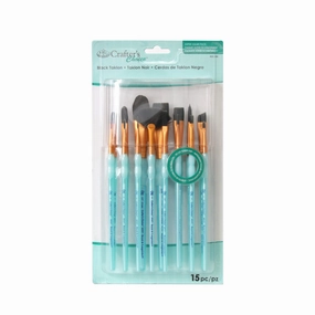 15-Pack Black Taklon Paintbrushes new