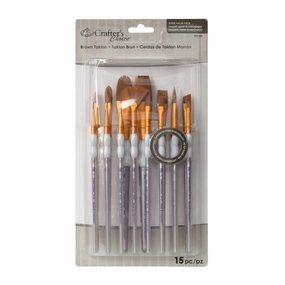 leather 15-Pack Brown Taklon Assorted Paintbrushes