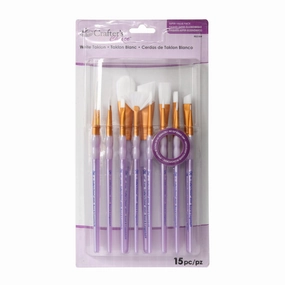 15-Pack White Taklon Assorted Paintbrushes sealed reliable