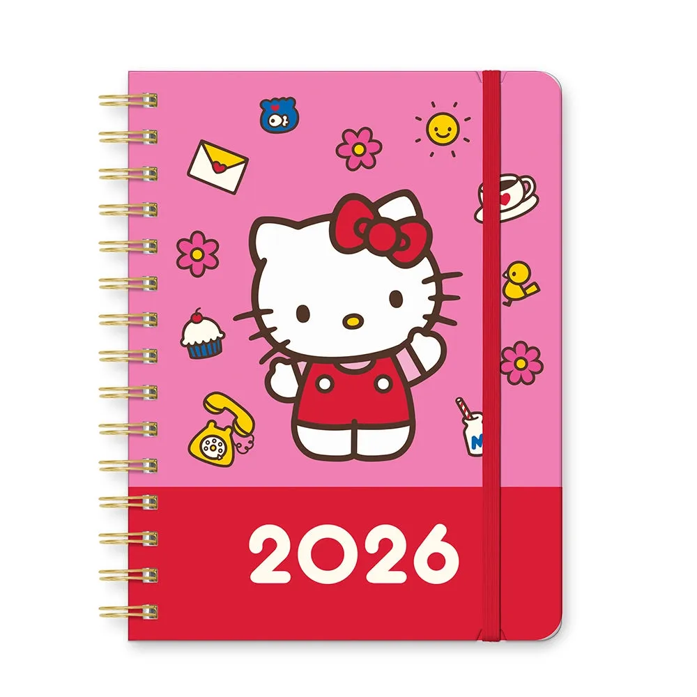 2026 Hello Kitty Playful Pink Deluxe Compact Flexi Planner loose shockproof