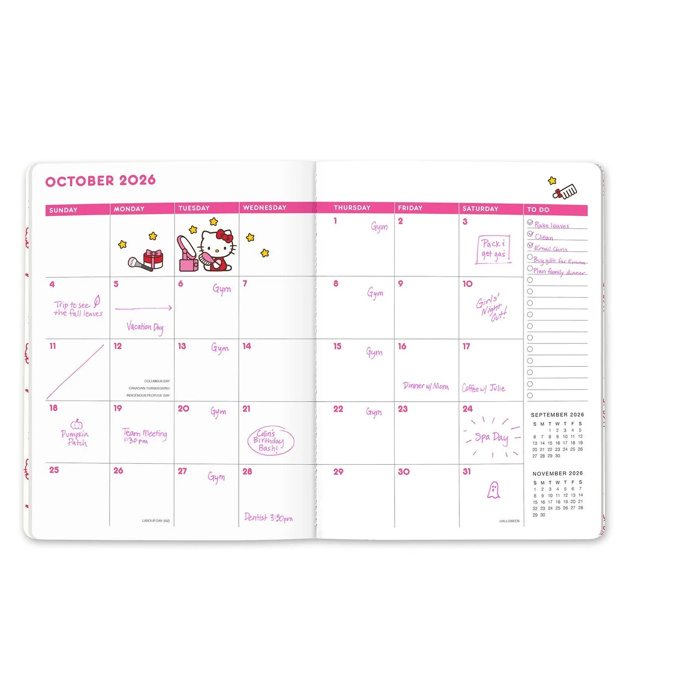 slim 2026 Hello Kitty Playful Pink Just Right Monthly Planner
