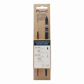 2-Pack Essential Watercolour Brushes - Mop & Round rubber