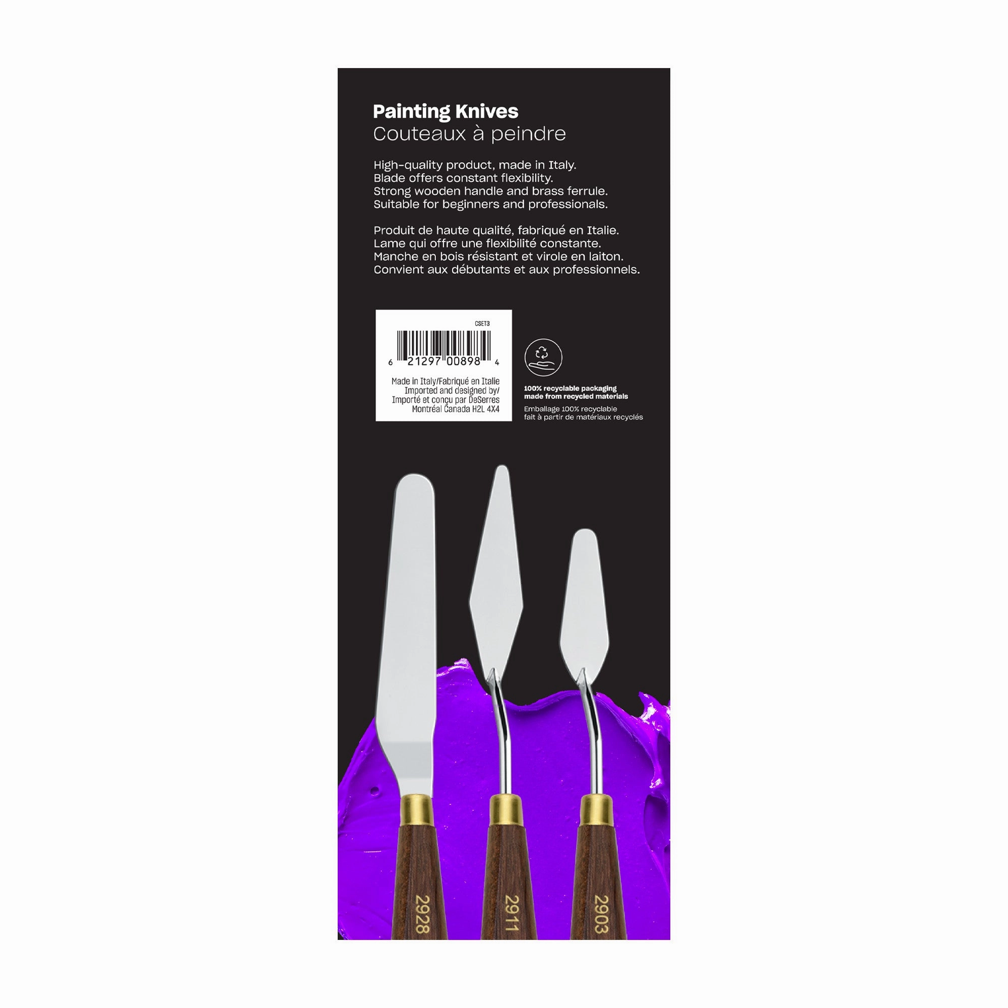 3-Pack Painting Knives antislip