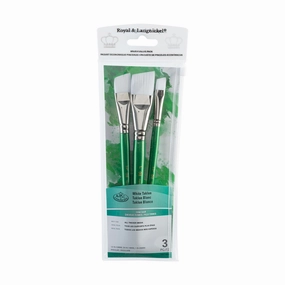 muted 3-Pack White Taklon Brushes - Angular