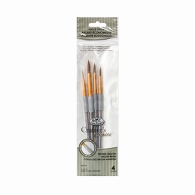 4-Pack Brown Taklon Round Paintbrushes popular steel