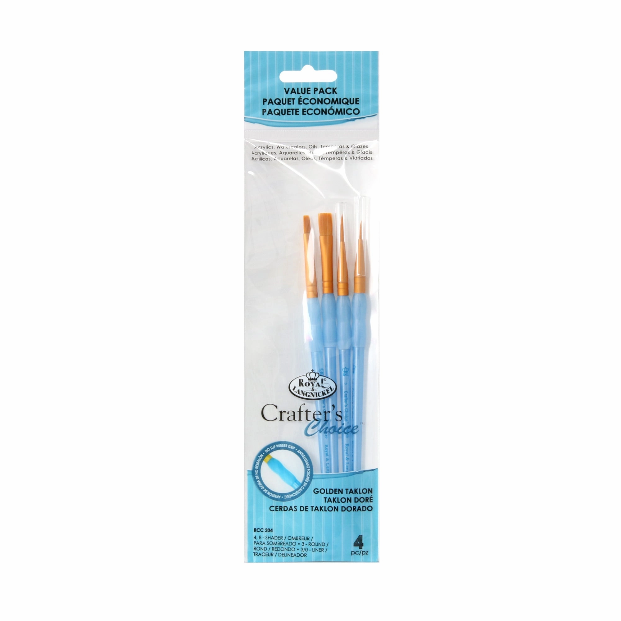 colorful bamboo 4-Pack Gold Taklon Assorted Paintbrushes