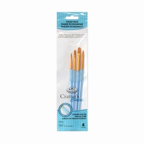 4-Pack Gold Taklon Filbert Paintbrushes alloy
