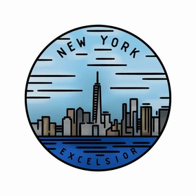 collapsible muted 50 States Circles - 2X2 Stamp Set - New York