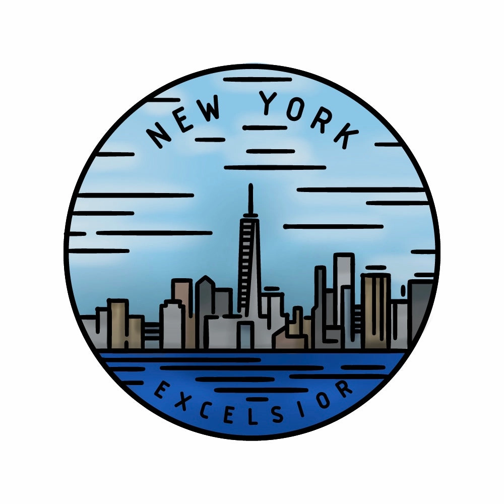 collapsible muted 50 States Circles - 2X2 Stamp Set - New York
