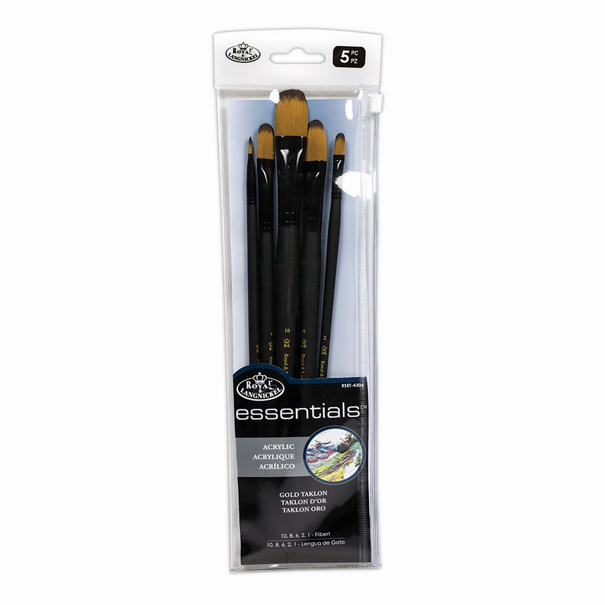 cotton 5-Pack Essentials Filbert Paintbrushes