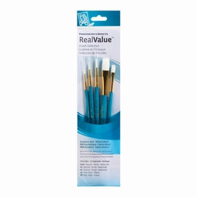 springloaded 5-Piece Synthetic White Taklon Brush Set - 9174