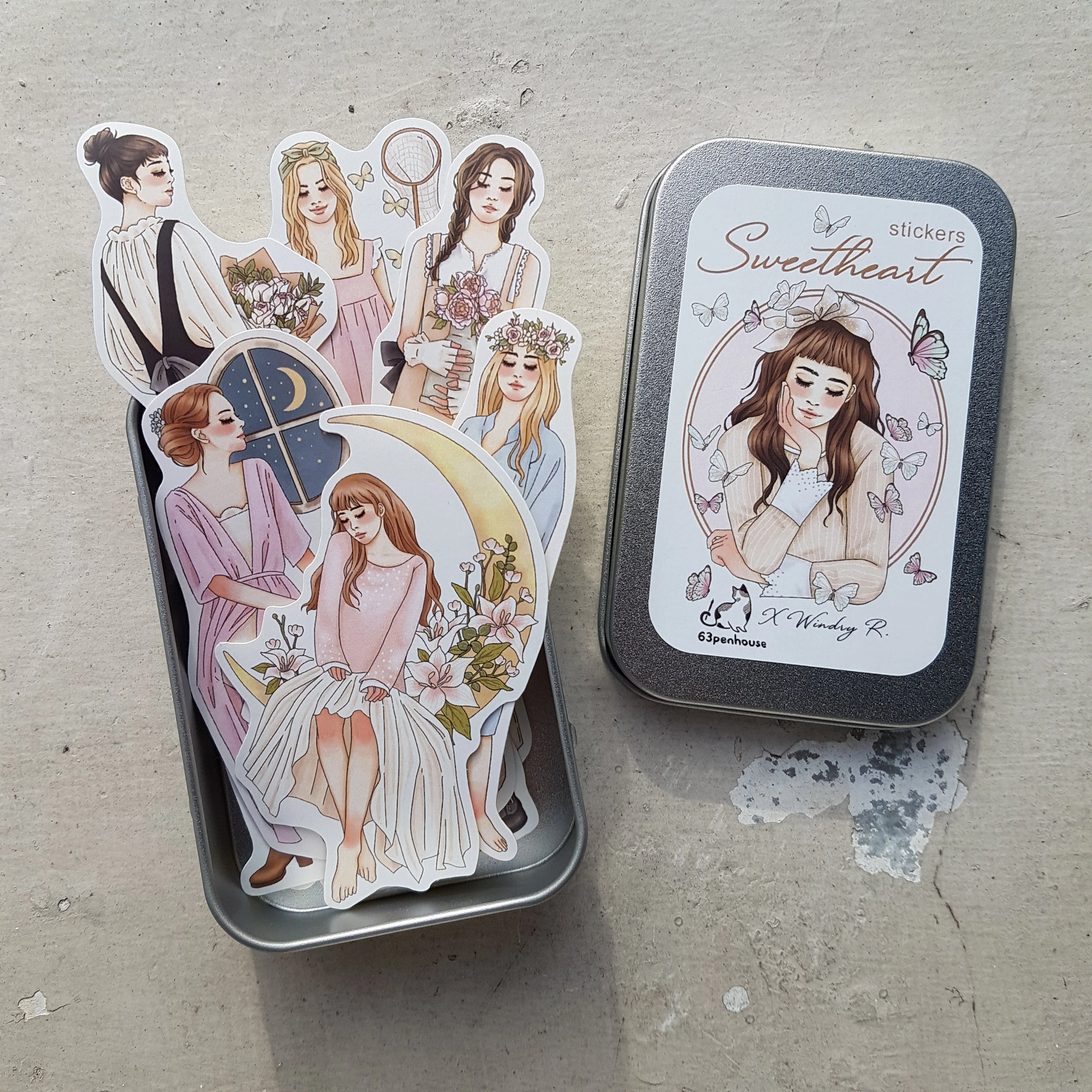 63Penhouse X Windry R - Sweetheart Girls Stickers In Tin round quickdry
