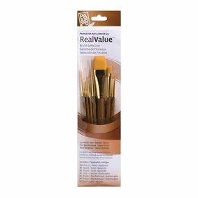 7-Piece Synthetic Gold Taklon Brush Set - 9141 sleek