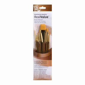 7-Piece Synthetic Gold Taklon Brush Set - 9143 bold