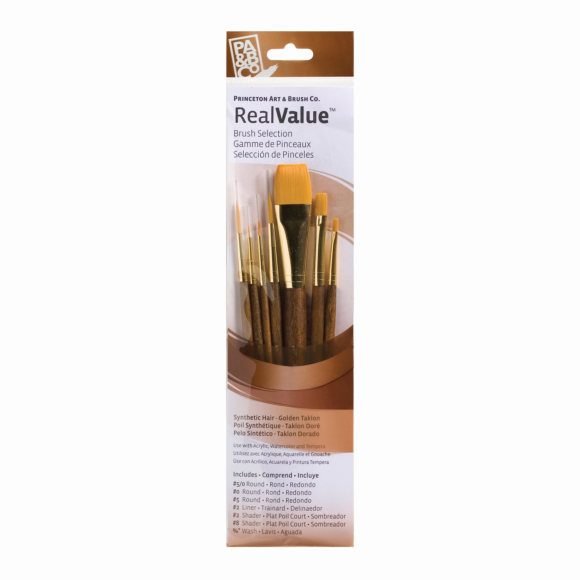 7-Piece Synthetic Gold Taklon Brush Set - 9143 bold