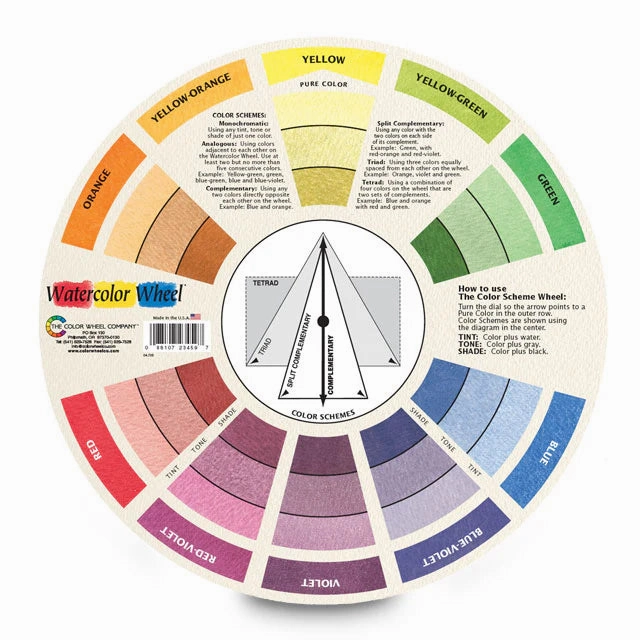 9-1/2" Watercolor Wheel Color Mixing Guide premium multipurpose