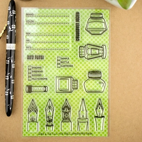 "Nibs & Ink" - 4"X6" Clear Stamp Set (16 Stamp Designs) gift