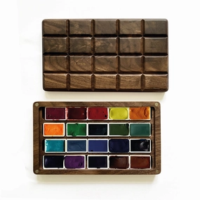 bestselling shockproof (Signature) Chroma Fusion: Synthetic Spectrum - Handmade Watercolor Paints Set Of 20 In Wooden Box Case, Full Pan 3.2Ml