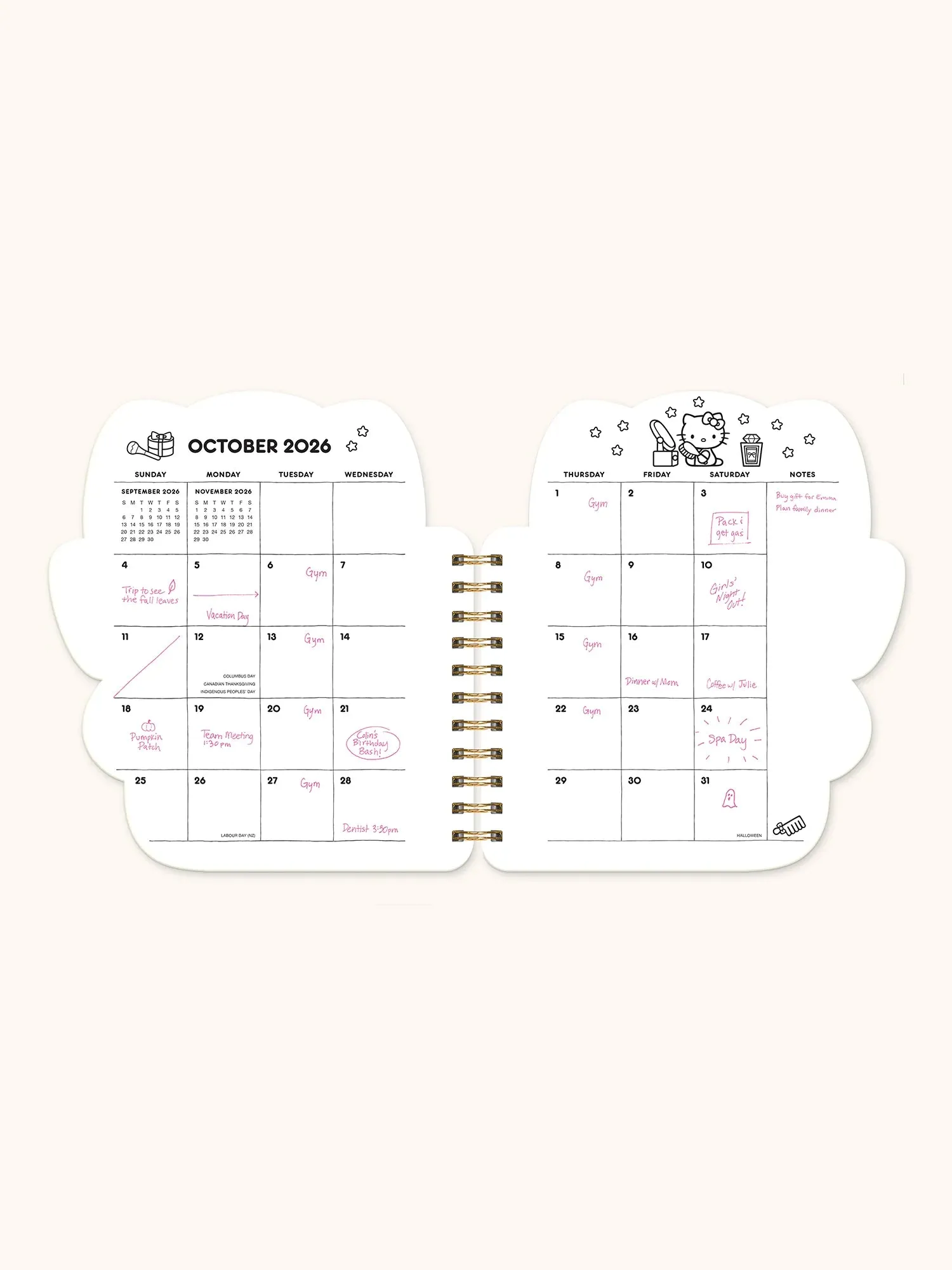 2026 Hello Kitty Playful Pink Die-Cut Weekly Planner sturdy