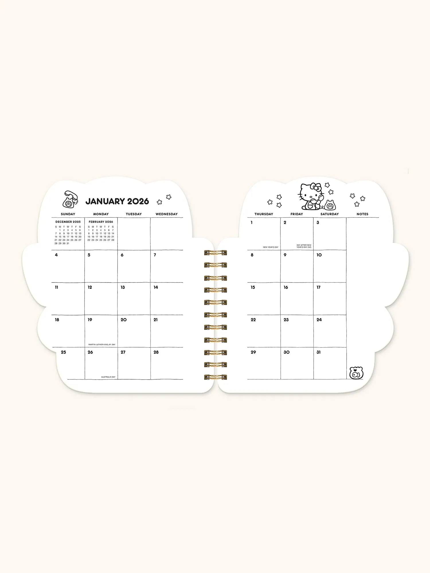 2026 Hello Kitty Playful Pink Die-Cut Weekly Planner refined deluxe