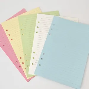 A5 Multicolored Lined Paper Inserts washable bulk