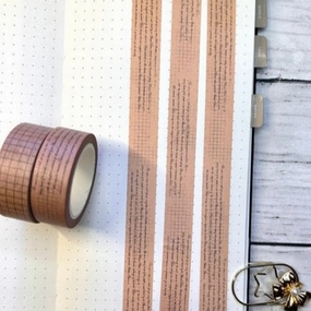synthetic Distressed Text & Grid Washi Tape Beige Neutral