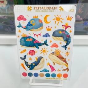 Paperaicashop Whimsical Whales Planner Sticker springloaded