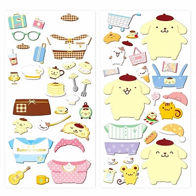 locking Sanrio "Pompompurin Daily Style" Dress Up Puffy Sticker