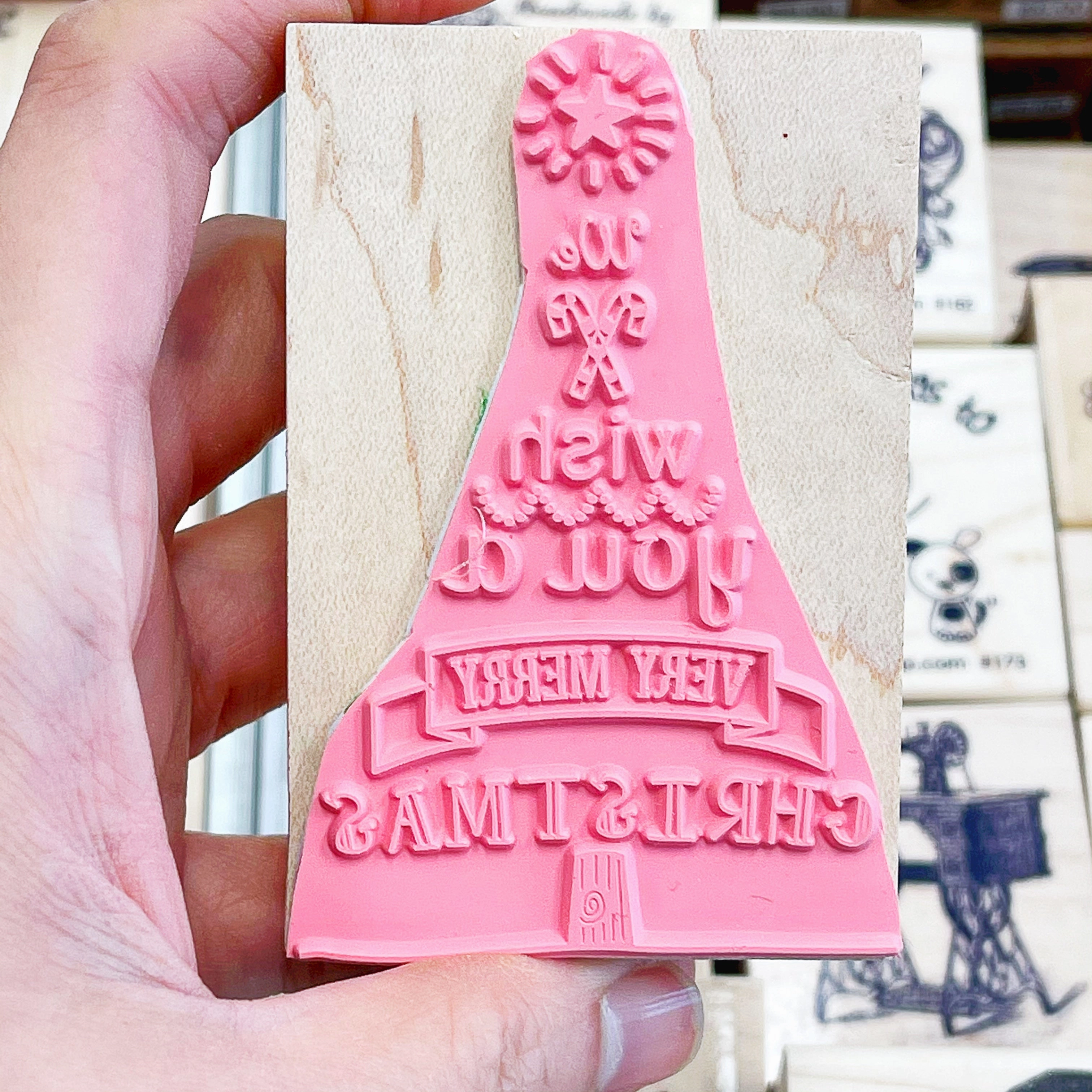 We Wish You A Very Merry Christmas And Happy New Year Rubber Stamp wide