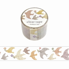 Hokkori Life Clear Tape - Birds square
