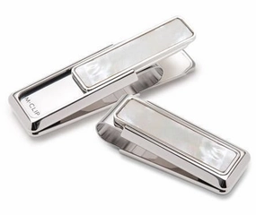 muted M-Clip White Mother Of Pearl Money Clip