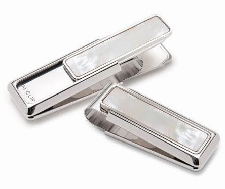 muted M-Clip White Mother Of Pearl Money Clip