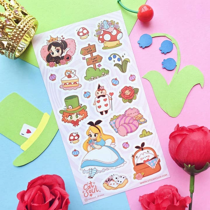 AliceS Adorable Adventures Sticker Sheet portable