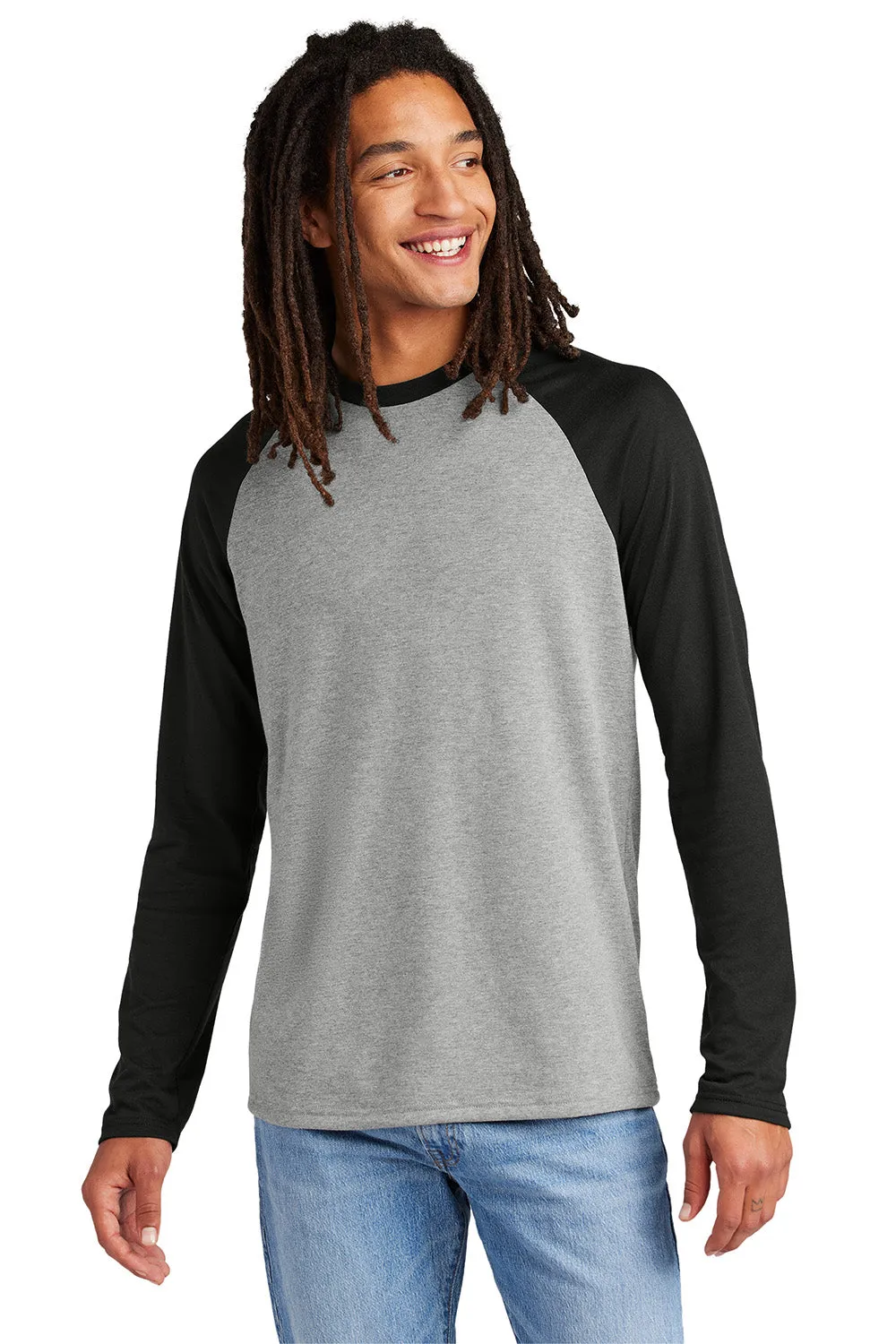 Allmade Herren Langarm T-Shirt mit Farbblockierung - Aluminiumgrau/Tiefschwarz