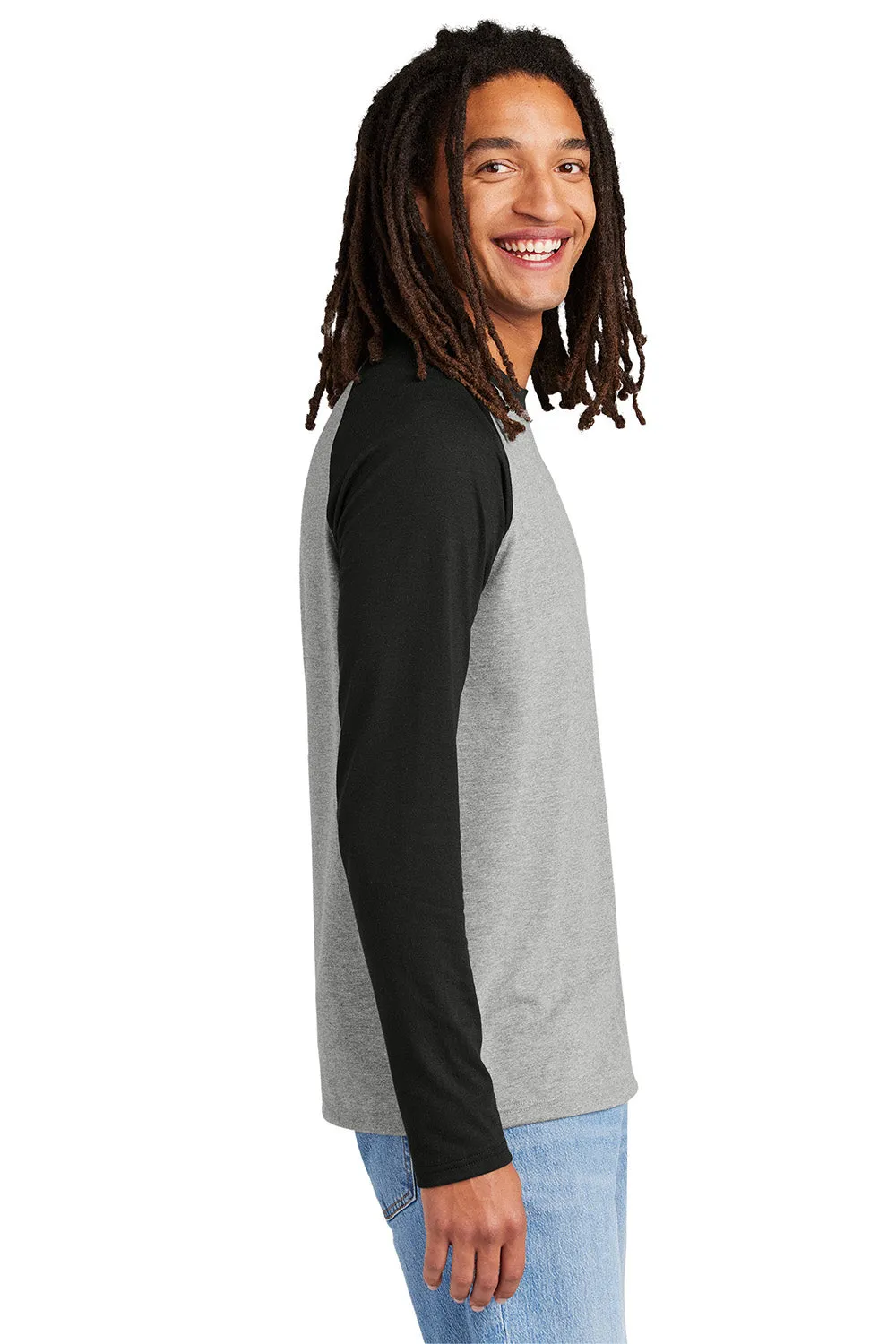 Allmade Herren Langarm T-Shirt mit Farbblockierung - Aluminiumgrau/Tiefschwarz