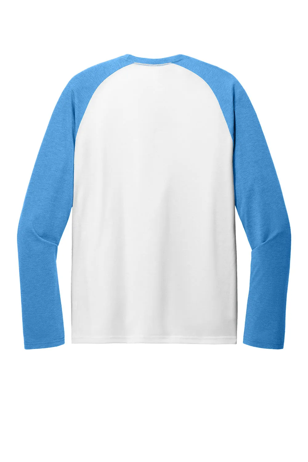 Allmade Herren Colorblock Langarm Rundhals T-Shirt - Leuchtendes Weiß/Azurblau