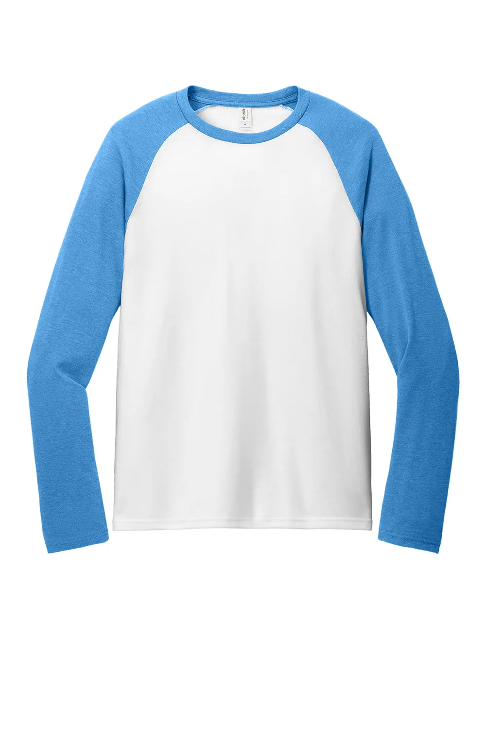 Allmade Herren Colorblock Langarm Rundhals T-Shirt - Leuchtendes Weiß/Azurblau