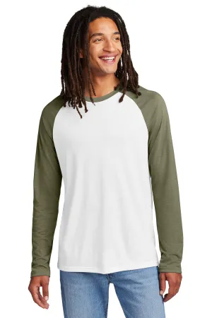 Allmade Herren Langarm T-Shirt mit Farbblockierung - Hellweiß/Olive You Grün