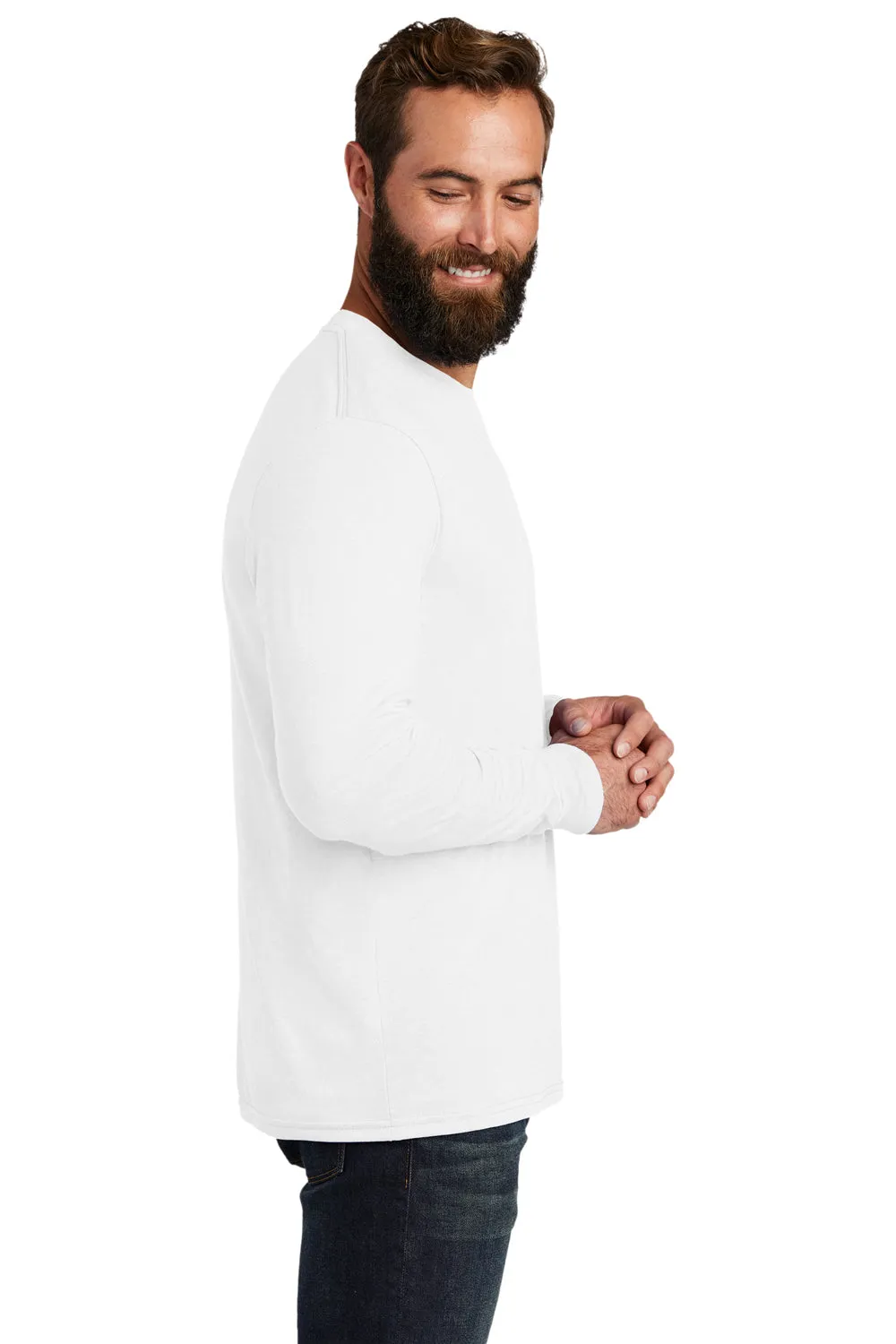 Allmade Herren Langarm Rundhals T-Shirt - Ziemlich Weiß
