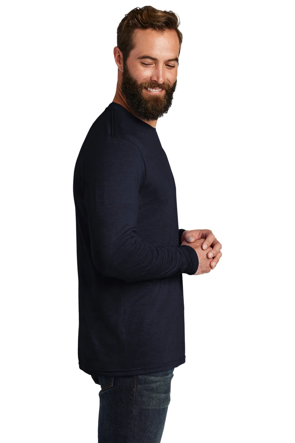 Allmade Herren Langarm Rundhals T-Shirt - Nachthimmel Marineblau