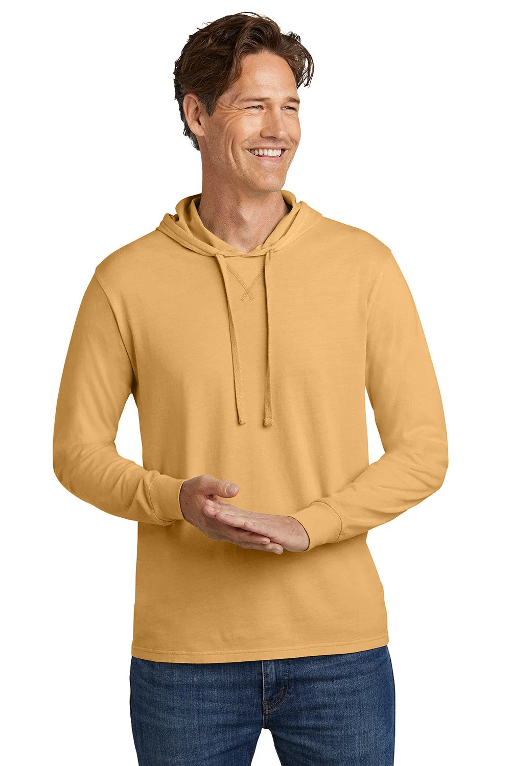 Allmade Herren Mineral Dye Langarm Kapuzen-T-Shirt Hoodie - Goldener Weizen