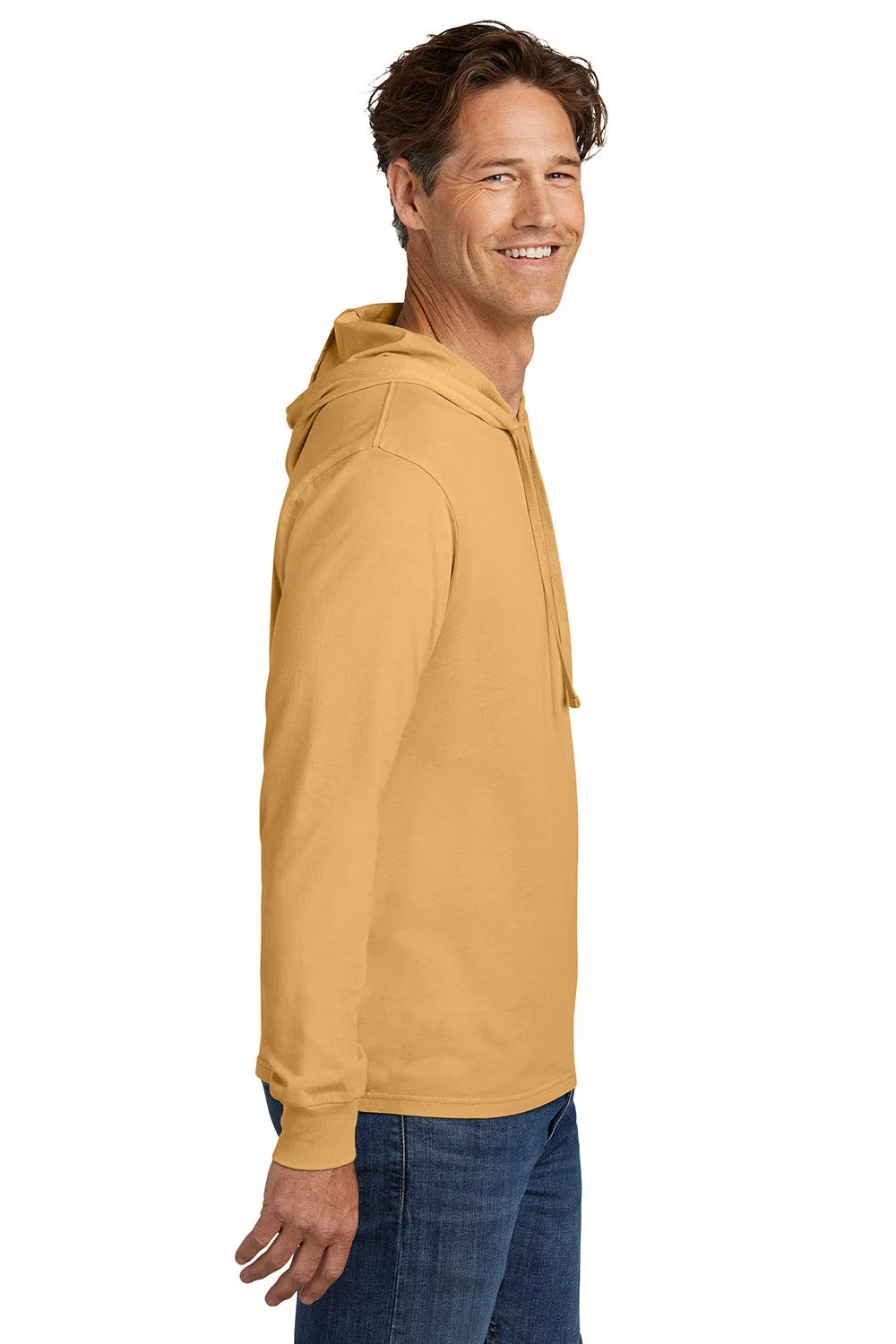 Allmade Herren Mineral Dye Langarm Kapuzen-T-Shirt Hoodie - Goldener Weizen
