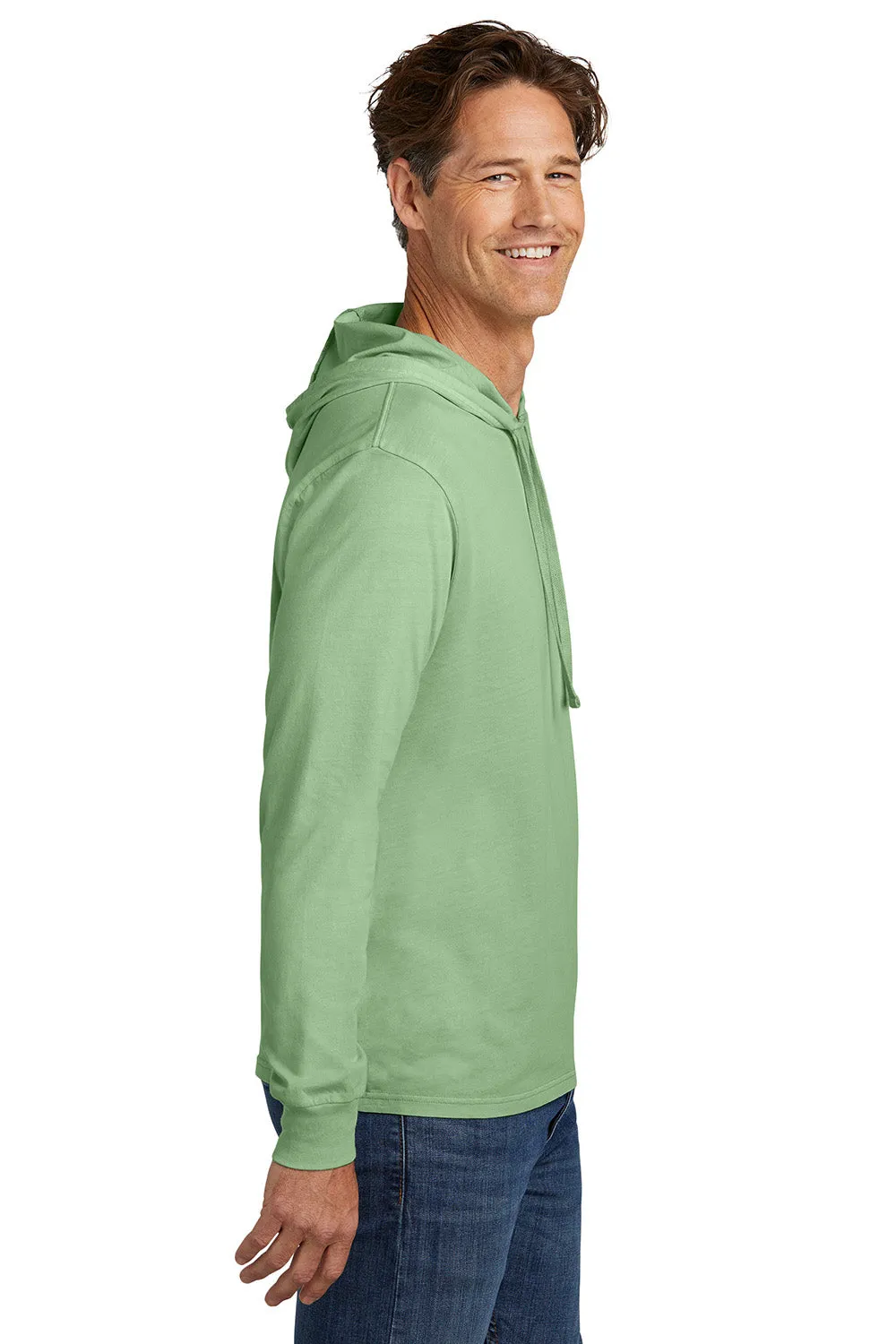 Allmade Herren Mineral Dye Langarm Kapuzen-T-Shirt Hoodie - Moosgrün