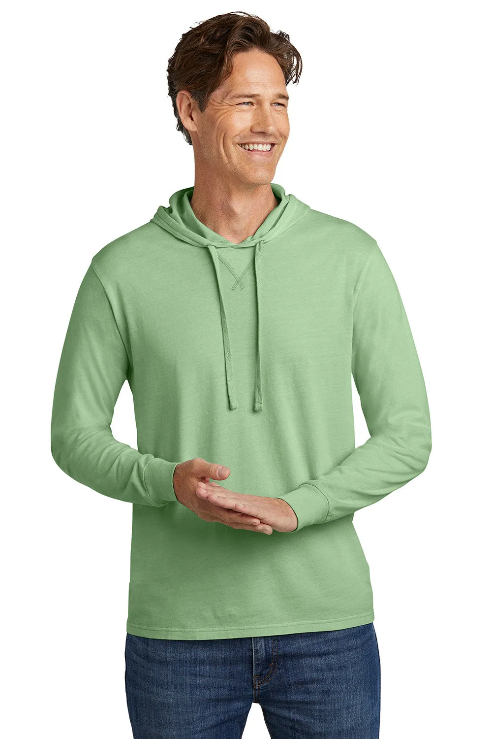 Allmade Herren Mineral Dye Langarm Kapuzen-T-Shirt Hoodie - Moosgrün
