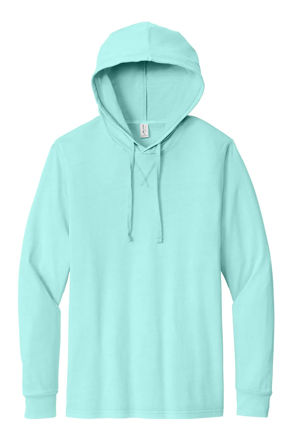 Allmade Herren Mineralgefärbtes Langarm Kapuzen T-Shirt Hoodie - Salzwasserblau