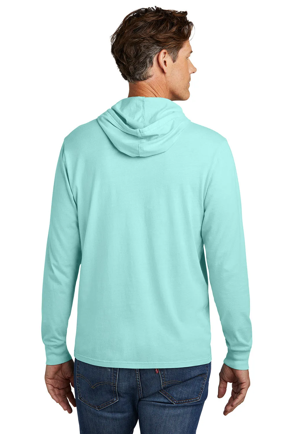 Allmade Herren Mineralgefärbtes Langarm Kapuzen T-Shirt Hoodie - Salzwasserblau